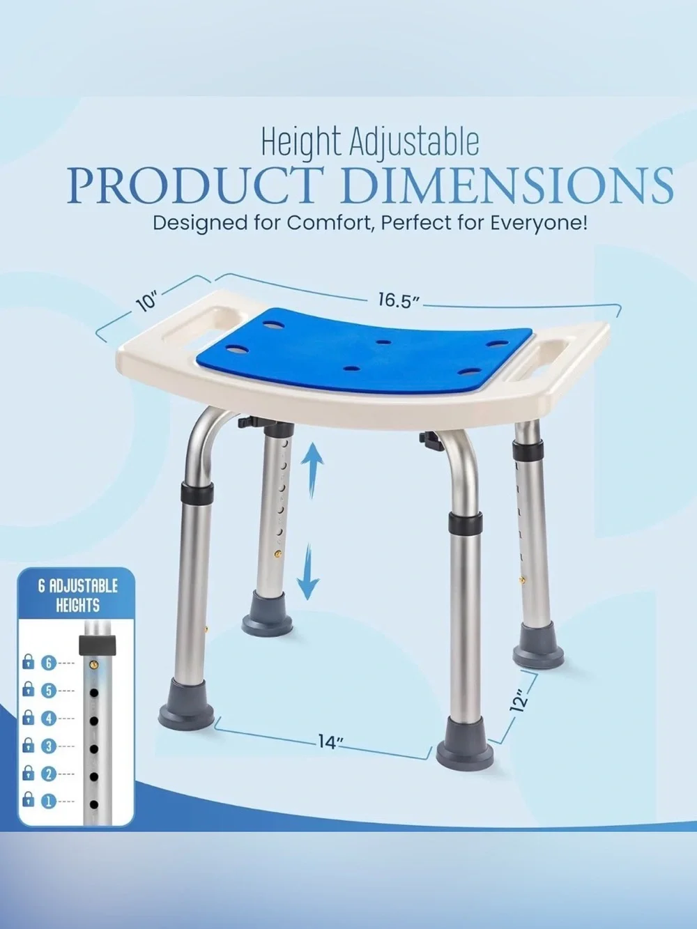 Dr.Kays Shower Chair for Inside Bathroom 350 lbs Shower Stool with Adjustable